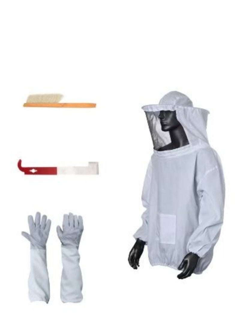 Generic 5-Piece Beekeeping Suit And Tool Set White/Red/Silver  - Image 2