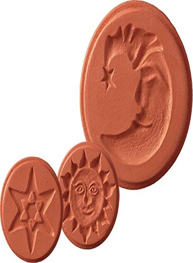 JBK Pottery Terra Cotta Cookie Stamps for Baking, Oven & Dishwasher Safe - Cookie Cutter, Molder, Stamper Press, Ideal for Cookies, Polvoron, Pastry, Shortbread, Butter Maker - Sky 2, Set of 3 Designs - Image 1