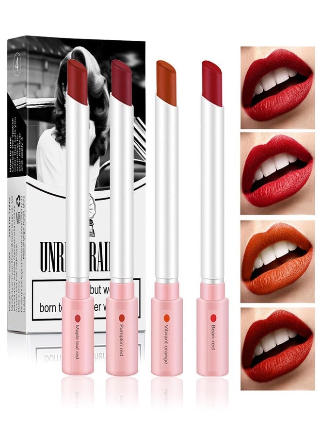 Tiejdhr 4 Colors Mini Tube Mate Velvet Lipstick, Lip Tint Lip stain Long Lasting 24 hours Waterproof Liquid Lipstick, Red Moisturizer Smooth Lip Stick Cosmetic - Image 1