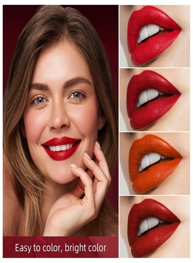 Tiejdhr 4 Colors Mini Tube Mate Velvet Lipstick, Lip Tint Lip stain Long Lasting 24 hours Waterproof Liquid Lipstick, Red Moisturizer Smooth Lip Stick Cosmetic - Image 4
