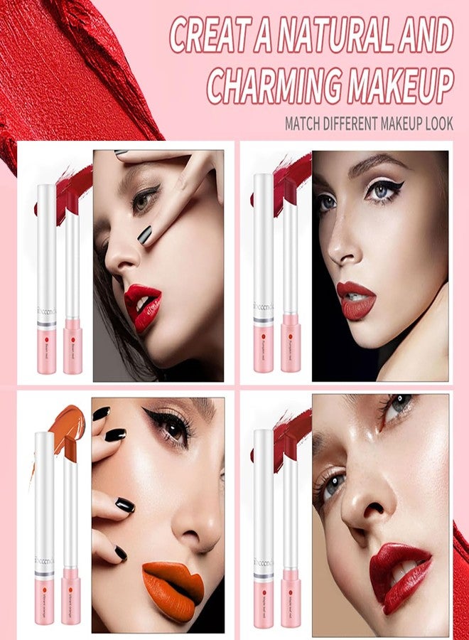 Tiejdhr 4 Colors Mini Tube Mate Velvet Lipstick, Lip Tint Lip stain Long Lasting 24 hours Waterproof Liquid Lipstick, Red Moisturizer Smooth Lip Stick Cosmetic - Image 2