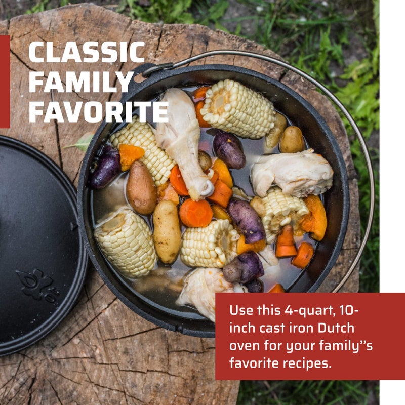 Camp Chef SDO10 10" Double Black Seasoned Cast Iron Dutch Oven with Lid - Image 2