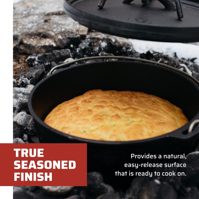 Camp Chef SDO10 10" Double Black Seasoned Cast Iron Dutch Oven with Lid - Image 3