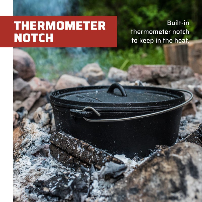 Camp Chef SDO10 10" Double Black Seasoned Cast Iron Dutch Oven with Lid - Image 5