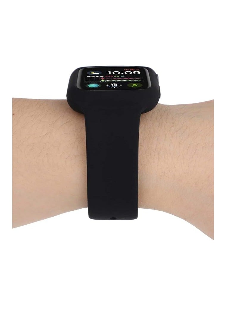 2 in 1 Silicone Watch Band & Protective Case With Tempered Glass Size 38MM For Apple watch Series 1/2/3  black - Image 3