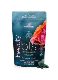 ENERGYBITS BEAUTYbits Pure Spirulina Algae Tablets, Superfood Tablets, Pure Blue Green Algae, High Protein, Chlorophyll, Non-Irradiated, for Healthier Skin, Hair, and Nails, Non-GMO, 1000 Tablets  - Image 1