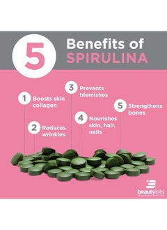 ENERGYBITS BEAUTYbits Pure Spirulina Algae Tablets, Superfood Tablets, Pure Blue Green Algae, High Protein, Chlorophyll, Non-Irradiated, for Healthier Skin, Hair, and Nails, Non-GMO, 1000 Tablets  - Image 5