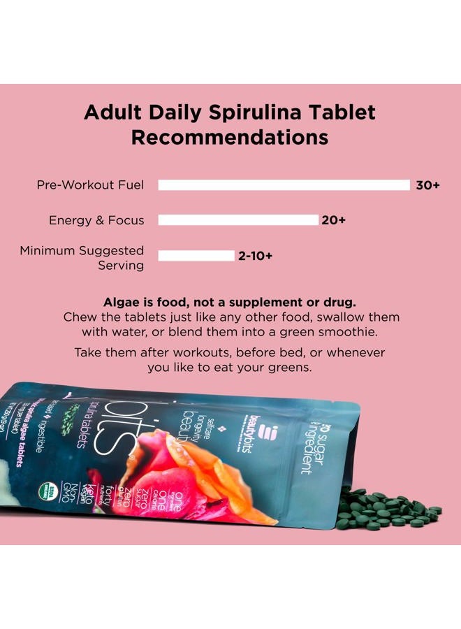 ENERGYBITS BEAUTYbits Pure Spirulina Tablets - Bag of 1,000 Tablets (250mg per Tablet) - Non-GMO, Non-Irradiated, Blue Green Algae - Keto, Vegan, Superfood - Image 5