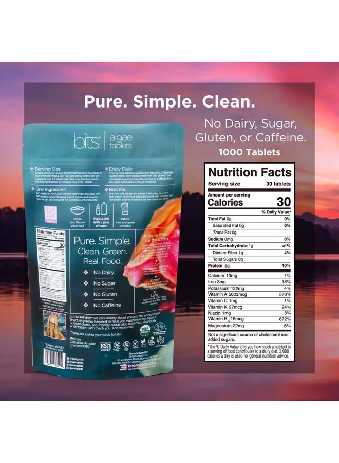 ENERGYBITS BEAUTYbits Pure Spirulina Tablets - Bag of 1,000 Tablets (250mg per Tablet) - Non-GMO, Non-Irradiated, Blue Green Algae - Keto, Vegan, Superfood - Image 4