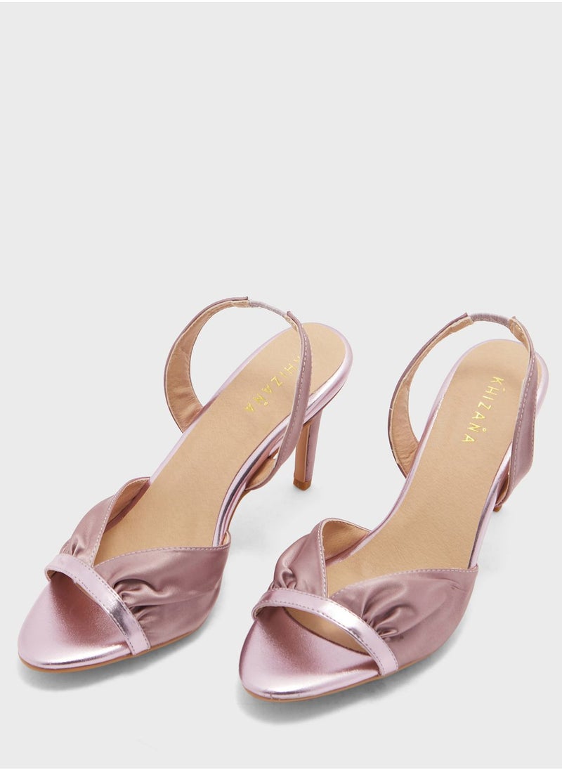 Khizana - V Detail Metallic Trim Slingback Sandal - Image 1