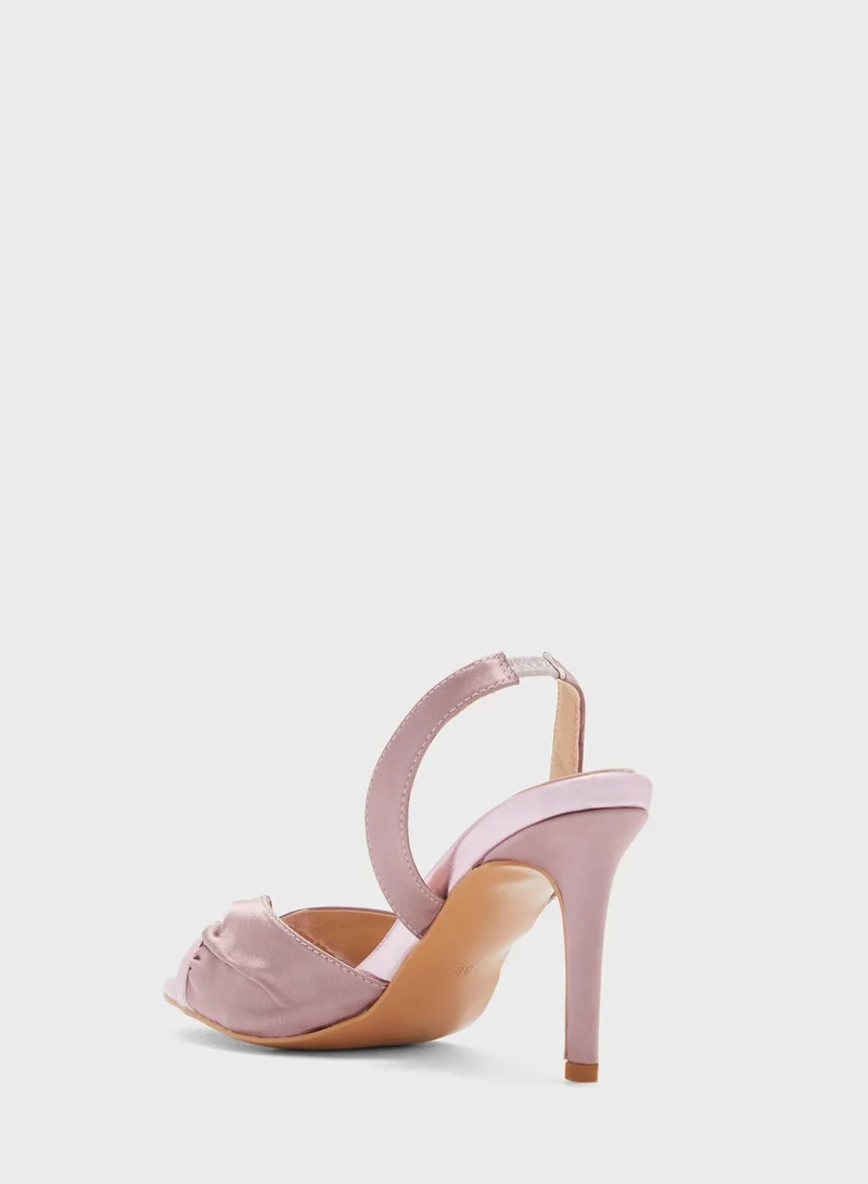 خزانة V Detail Metallic Trim Slingback Sandal