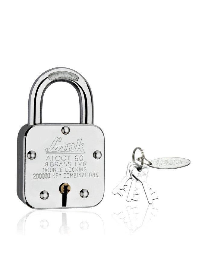 Link® Atoot 60mm Lock | 2 Lakhs Keys Combination Steel Body | Hardened Shackle | 8 Brass Levers | Made in India | 1 Padlock 3 Silver Keys - Image 1