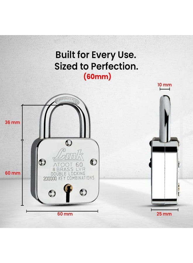 Link® Atoot 60mm Lock | 2 Lakhs Keys Combination Steel Body | Hardened Shackle | 8 Brass Levers | Made in India | 1 Padlock 3 Silver Keys - Image 4