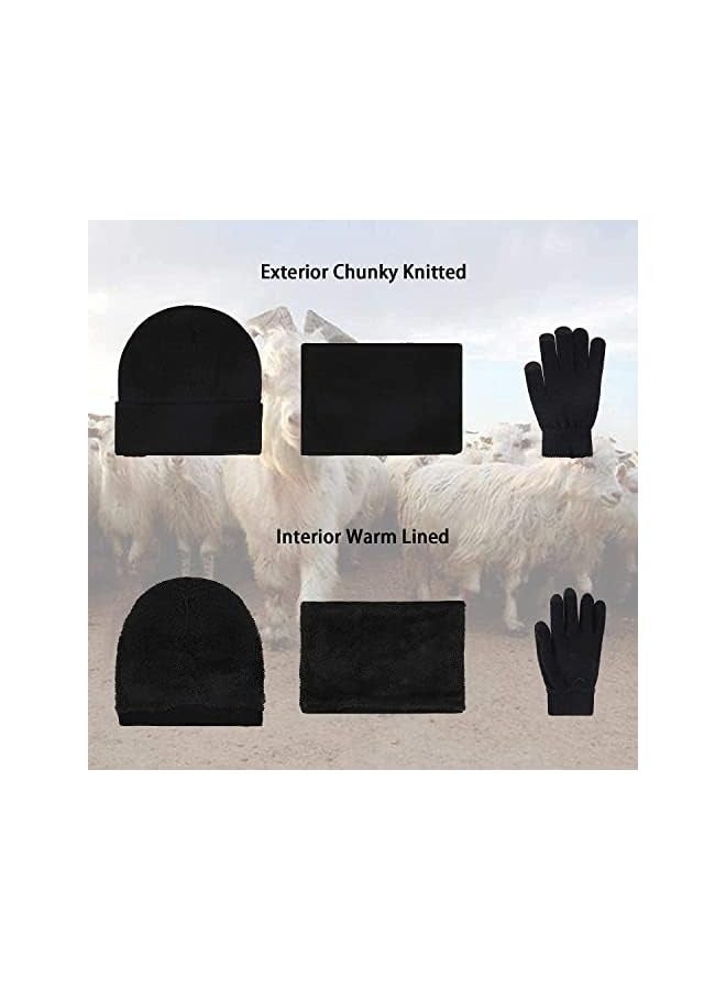 بروماس مجموعة وشاح وقفازات قبعة صغيرة مكونة من 3 قطع من قفازات دافئة تعمل باللمس مبطنة بالصوف مجموعة وشاح بيني إنفينيتي للرجال والنساء قبعات شتوية لتدفئة الرقبة مع قفازات شاشة تعمل باللمس، مقاس واحدDifferent from most women's and men's beanie, scarf and gloves set, our hat, neck warmer and gloves set has thick soft fleece lining, enjoy extra warmth and protect you in the cold winter. - Image 2