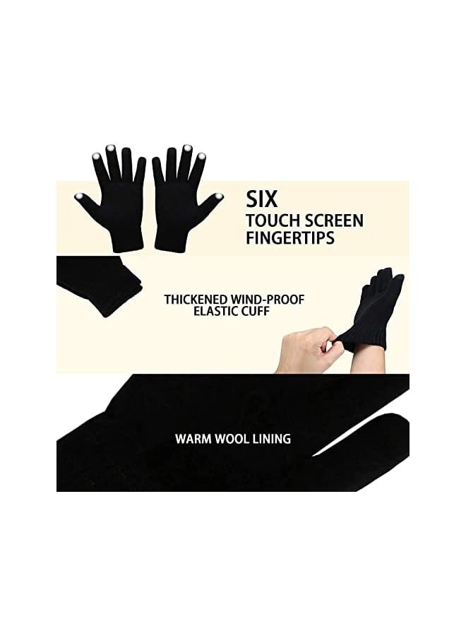 بروماس مجموعة وشاح وقفازات قبعة صغيرة مكونة من 3 قطع من قفازات دافئة تعمل باللمس مبطنة بالصوف مجموعة وشاح بيني إنفينيتي للرجال والنساء قبعات شتوية لتدفئة الرقبة مع قفازات شاشة تعمل باللمس، مقاس واحدDifferent from most women's and men's beanie, scarf and gloves set, our hat, neck warmer and gloves set has thick soft fleece lining, enjoy extra warmth and protect you in the cold winter. - Image 5