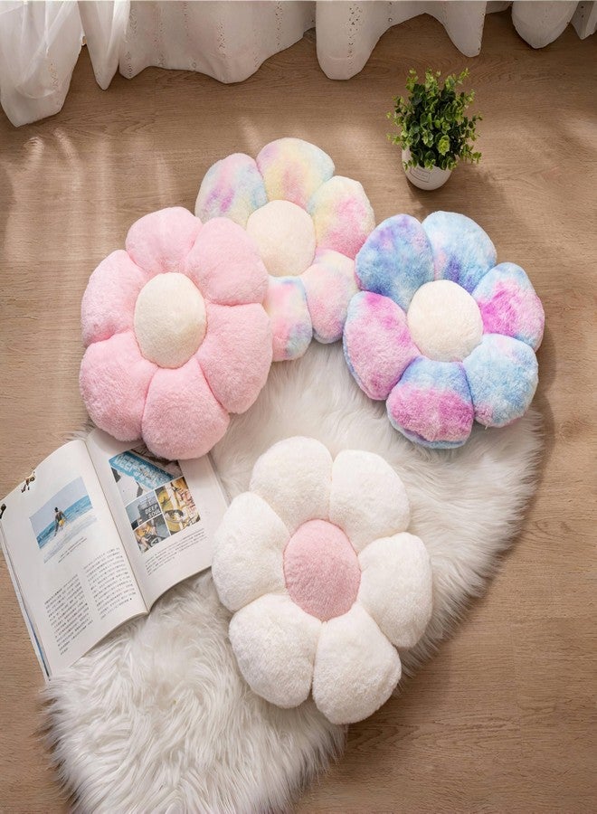 JZNEXD 2pcs Flower Floor Pillow, Daisy Flower Shaped Pillows Set, Cute Preppy Room Decor Decorative Throw Pillows Cushions for Girls Bedroom Bed Couch Decor (White & Pink, 15 INCH) - Image 2