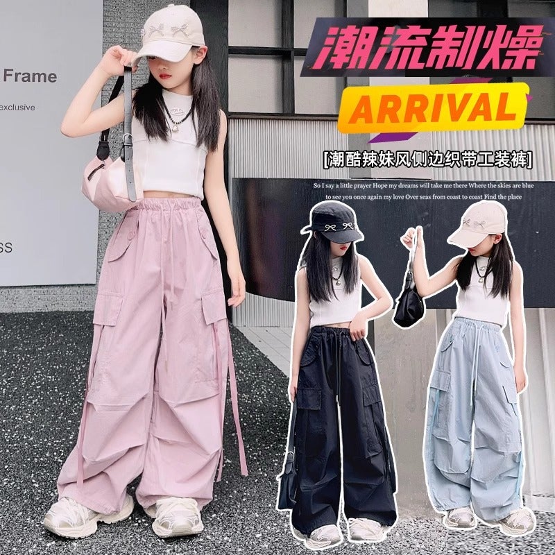 Girls' Workwear Casual Pants Arrival Big Kids Girls Fashionable Loose Spice Girl Style Ribbon Long Pants - Image 5