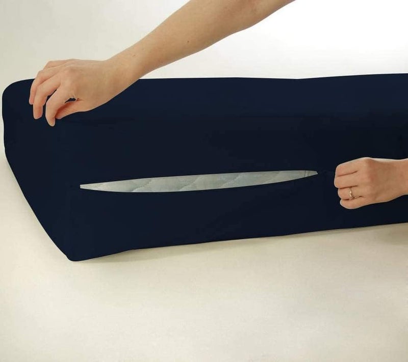 Edenwald Waterproof Mattress Protector King Size 78x72x10 Depth, Navy, Zipper Encasement With Zip Chain, Protection Against Kid's Urine - Image 2