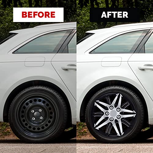 Pilot Automotive WH544-16C-BLK-AM 16 Inch Formula Performance Series Black & Chrome Universal Hubcap Wheel Covers For Cars - Set Of 4 - Fits Most Cars,Silver w/ Black - Image 5