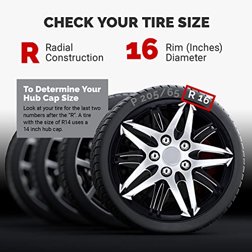 Pilot Automotive WH544-16C-BLK-AM 16 Inch Formula Performance Series Black & Chrome Universal Hubcap Wheel Covers For Cars - Set Of 4 - Fits Most Cars,Silver w/ Black - Image 3