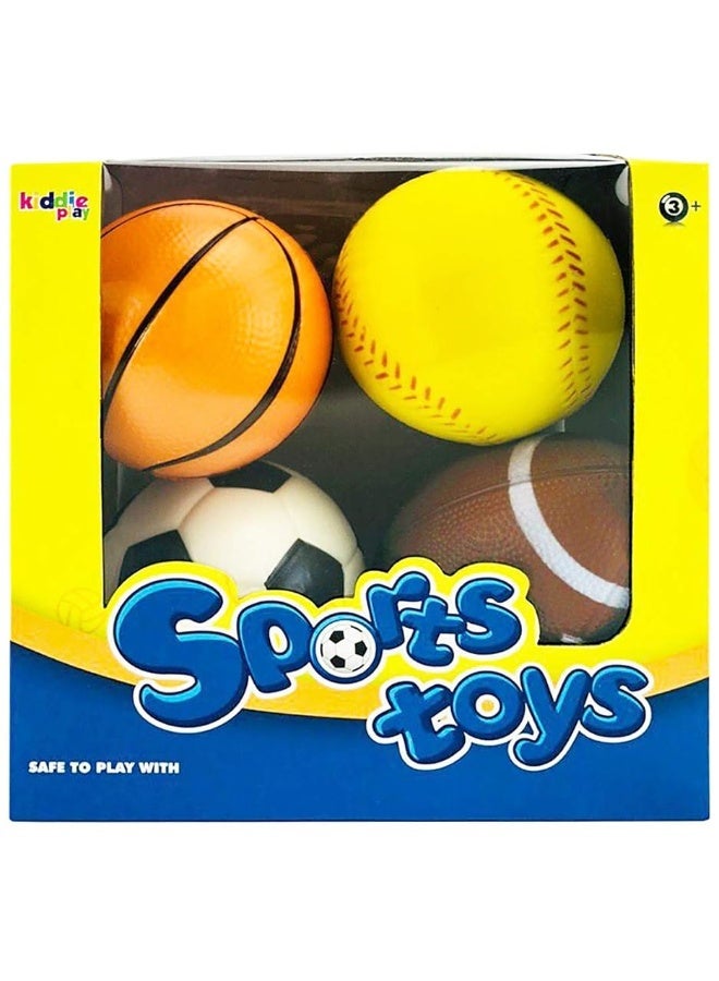 Kiddie Play Set of 4 Balls for Toddlers 4" Soft Soccer Ball, Baseball, Basketball, and 6" Football for Kids - Image 5