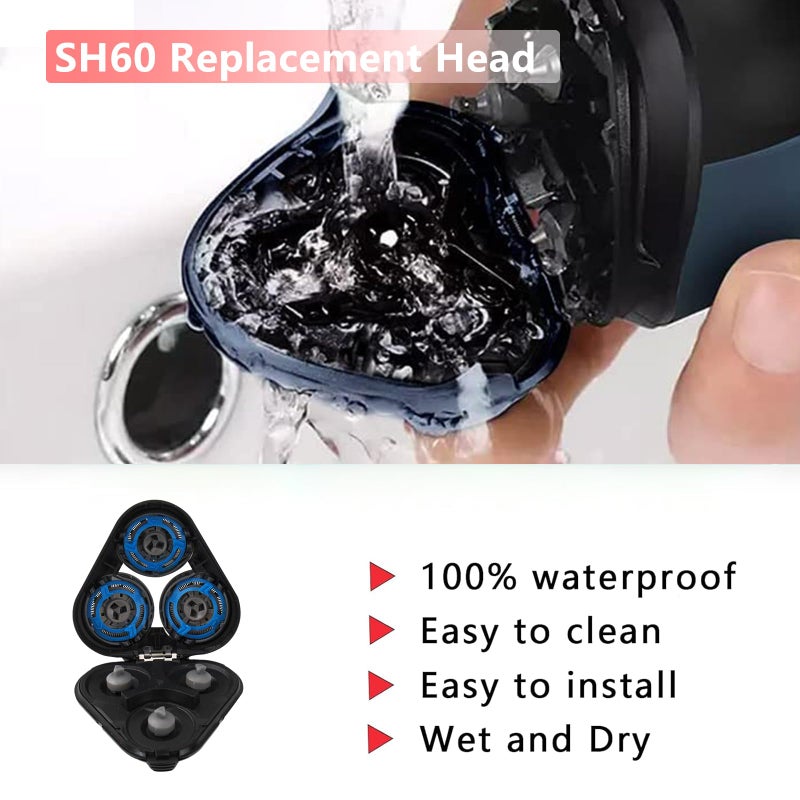 Ya-sport SH60 Replacement Blades Series 6000 Compatible with Philips Norelco 6000 Replacement Heads,for Series 6000 Electric Shaver Razors Blades S6850/85,S6880/81,S6810/82 etc Model,With Cleaning Brush - Image 2