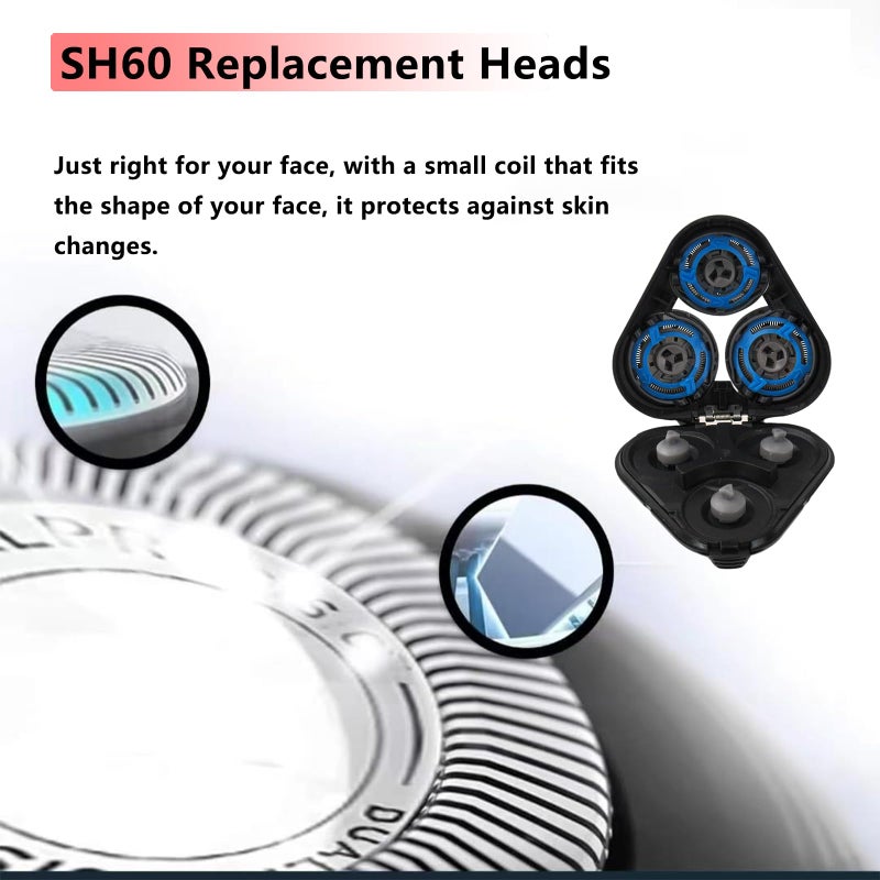 Ya-sport SH60 Replacement Blades Series 6000 Compatible with Philips Norelco 6000 Replacement Heads,for Series 6000 Electric Shaver Razors Blades S6850/85,S6880/81,S6810/82 etc Model,With Cleaning Brush - Image 4