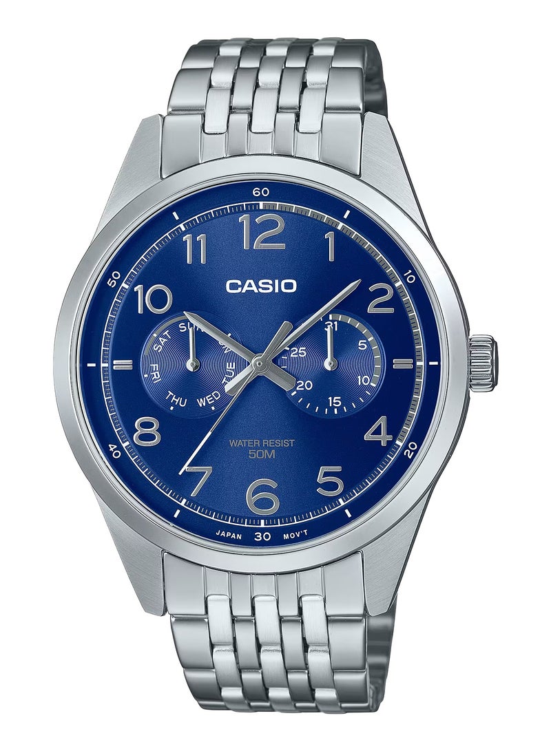 CASIO Quartz Blue Dial Stainless Steel Men's Watch MTP-E340D-2AV