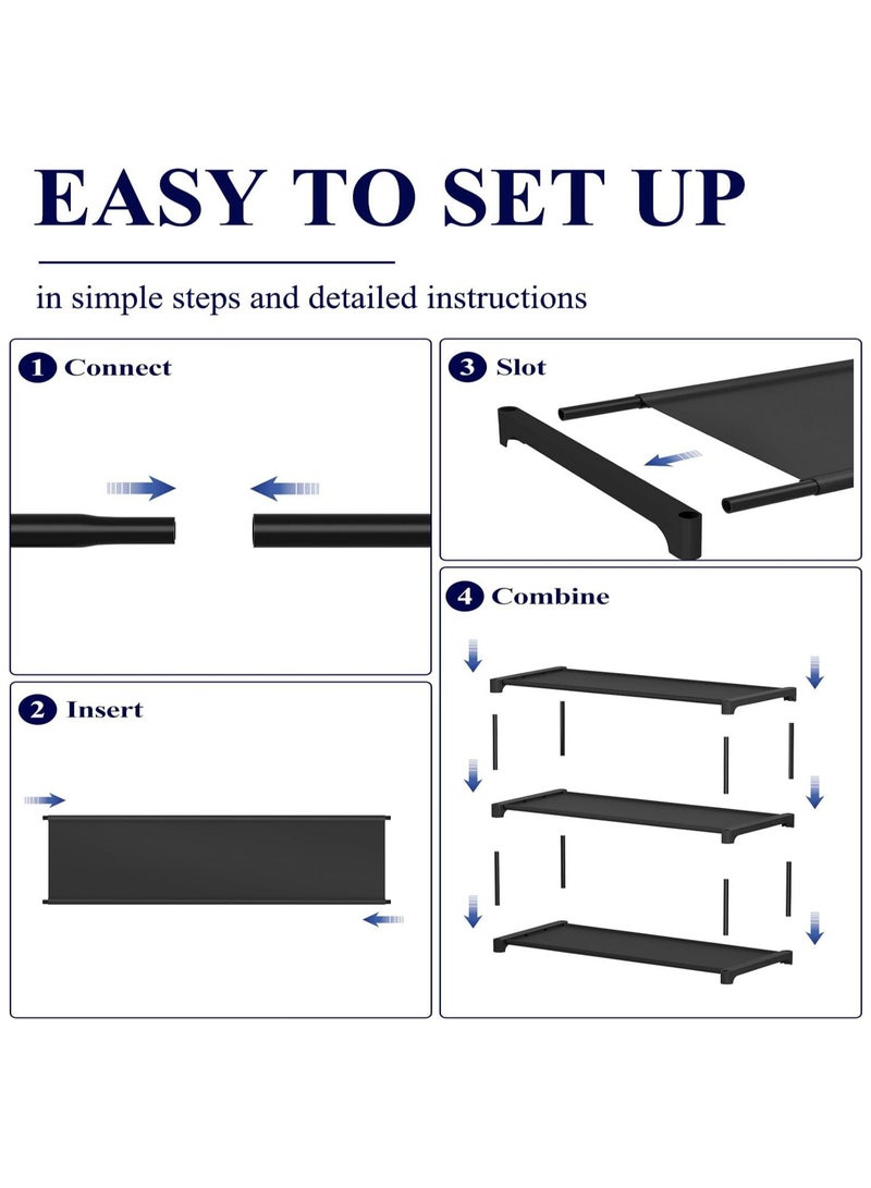 ZIMNEST Shoe Rack - Premium Non-Woven Shoe Rack Shelf, Shoe Organizer for Closet, Entryway, Garage & Corridor, Sturdy & Durable Long Stackable Shoe Shelves, Medium, Black - Image 4