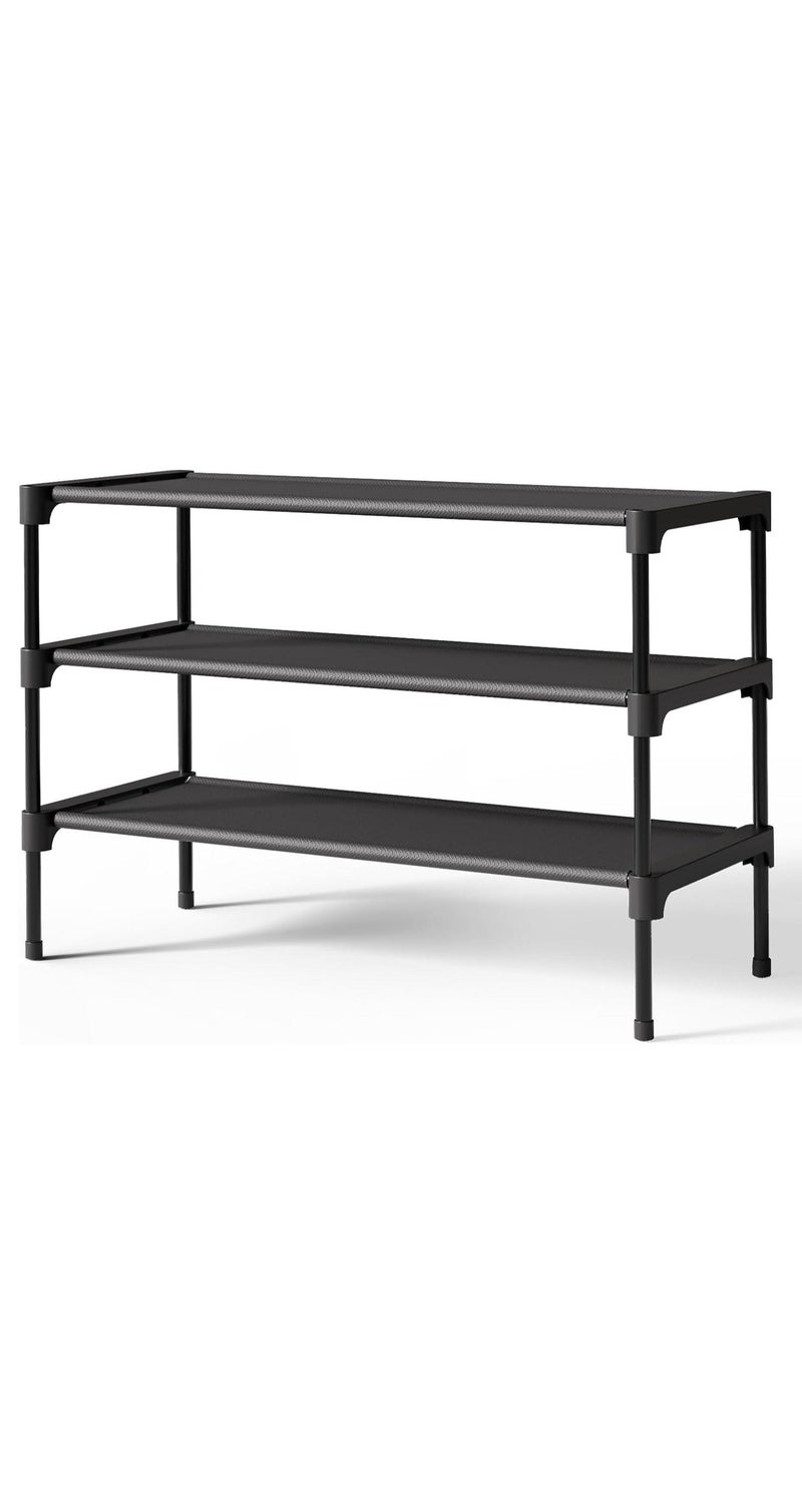 زيمنست رف أحذية متين من الألياف غير المنسوجة - منظّم أحذية بتصميم عملي للغرف والمداخل والكراجات، أرفف قابلة للتركيب الطبقي مع ضمان المتانة - الحجم المتوسط (أسود) - Image 1