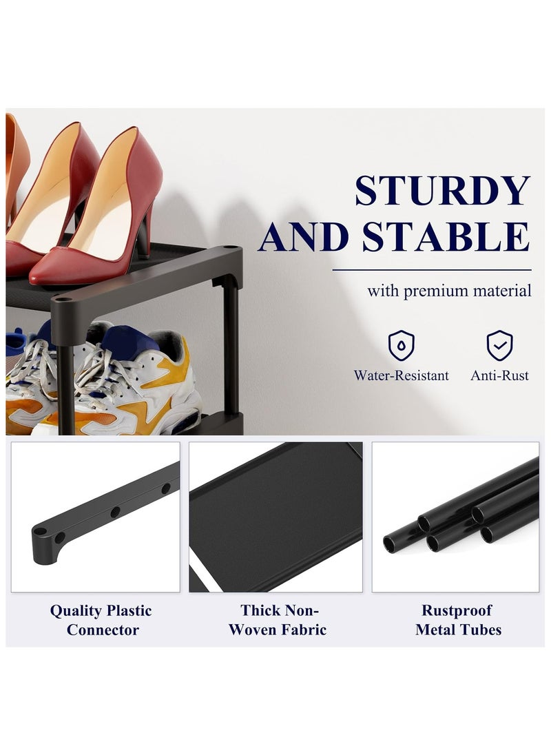 ZIMNEST - Shoe Rack - Premium Non-Woven Shoe Rack Shelf, Shoe Organizer for Closet, Entryway, Garage & Corridor, Sturdy & Durable Long Stackable Shoe Shelves, Medium, Black - Image 1