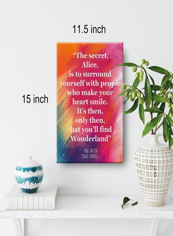 Nvhai Inspirational Wall Art the Secret Quote Alice In Wonderland Watercolor Canvas Painting Prints for Home Wall Decor Framed Book Quote Artwork Gifts(12x15 Inch) - Image 2