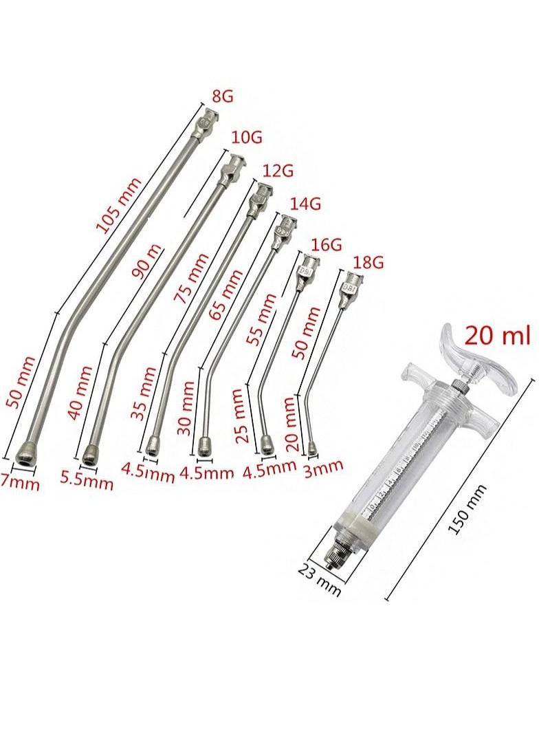 Aikanbo - Hand Feeding Syringe Set Feeding Tube with 6pcs Curved Tube Feeding Tube and Stainless Steel Metal Feeding Spoon for Baby Bird Parrot Small Pet (20ml) - Image 1