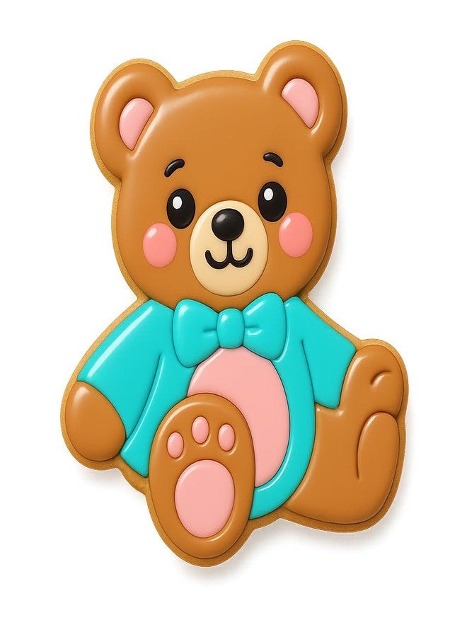 Mighty Gadget Adorable Teddy Bear Cookie Cutter & Stamp Set - 4" Tall (Random Color) - Image 5
