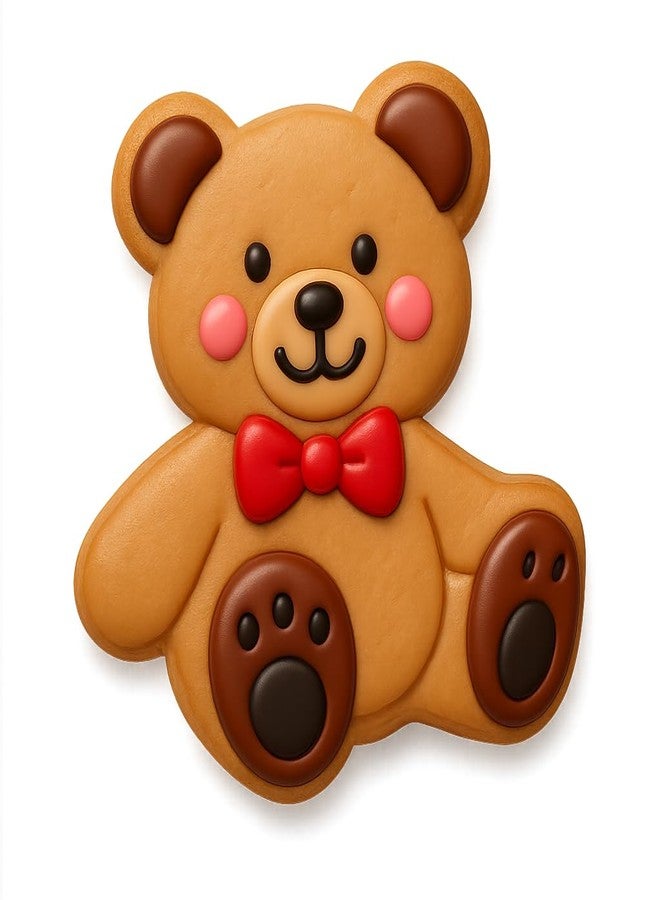 Mighty Gadget Adorable Teddy Bear Cookie Cutter & Stamp Set - 4" Tall (Random Color) - Image 2