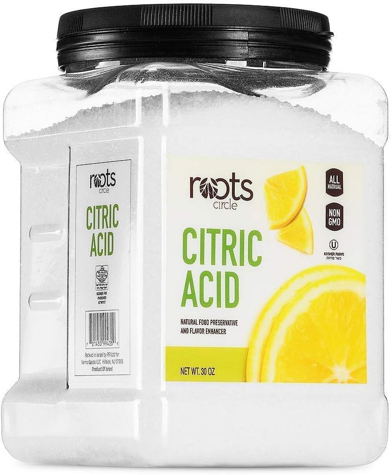 Roots Circle All-Natural Citric Acid - 30 oz (1.87 lbs) - Kosher Food-Grade Preservative and Flavor Enhancer for Cooking, Baking, and Cleaning - Image 1