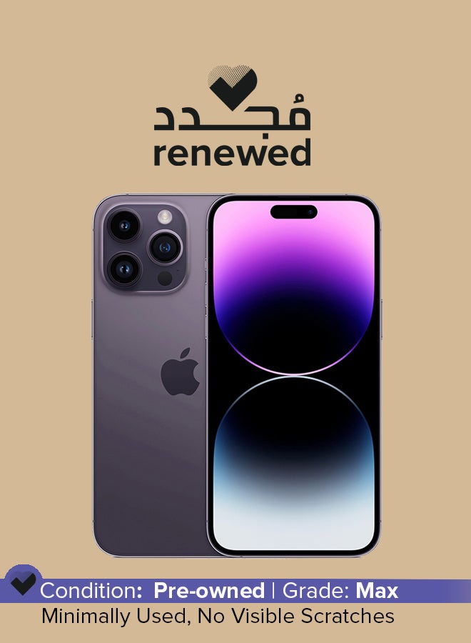 ابل  مجدد - آيفون 14 برو ماكس 128 جيجابايت بنفسجي غامق 5G مع فيس تايم - النسخة الأمريكية (e-SIM فقط) - Image 1