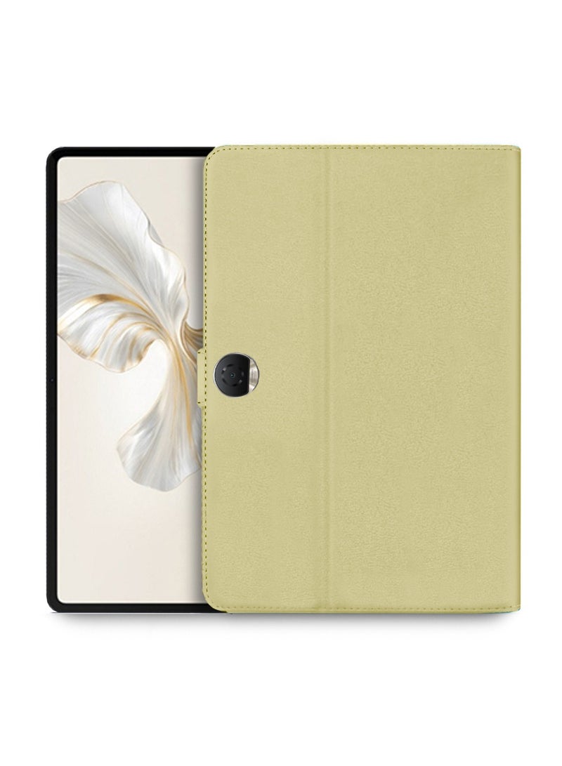 OMAKER Honor Pad 9 12.1 inch 2023 PU Leather Magnetic Closure Flip Case Cover - Gold - Image 1
