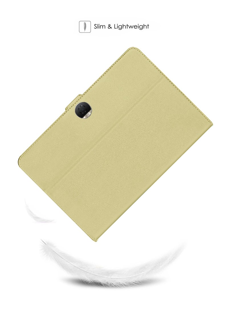 OMAKER Honor Pad 9 12.1 inch 2023 PU Leather Magnetic Closure Flip Case Cover - Gold - Image 2