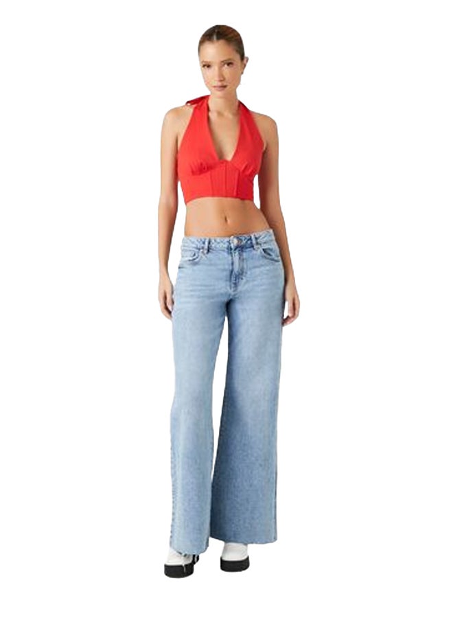FOREVER 21 Plunging Halter Crop Top - Image 1