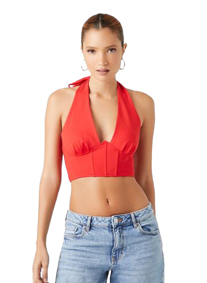 FOREVER 21 Plunging Halter Crop Top - Image 2