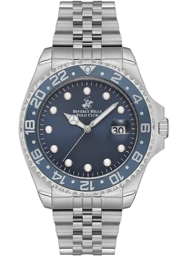 BEVERLY HILLS POLO CLUB Men's 2315 Movement Watch, Analog Display and Metal Strap - BP3126X.390, Silver