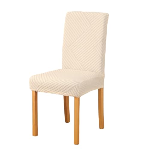 Styleys Jacquard Chair Cover Stretch Removable Washable Dining Chair Cover Protector Seat Slipcover (Pack of 1, Ivory, JDMC1) - Image 1