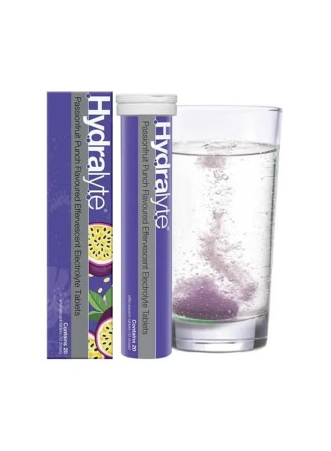 Hydralyte Effervescent Passion Fruit Punch Flavoured Electrolyte 20 Tablets