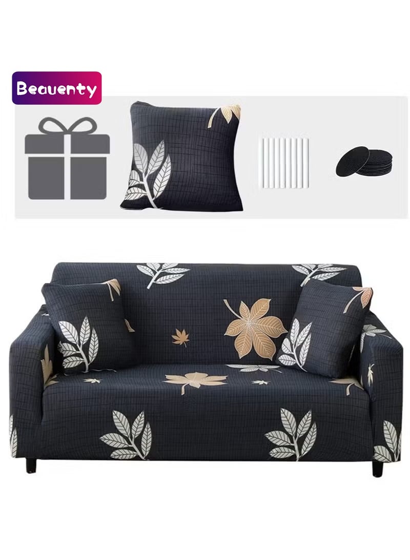 Beauenty Stretch Sofa Slipcover, Elastic Fabric Fashion Printed Waterproof Armchair Loveseat Couch Living Room Sofa Covers Pet Protector Mat Cushion Cover with 1 Pillowcase( 3 Seater) - Image 1