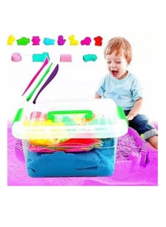 Compressible and stretchable magic sand toy with accessories multi-colored