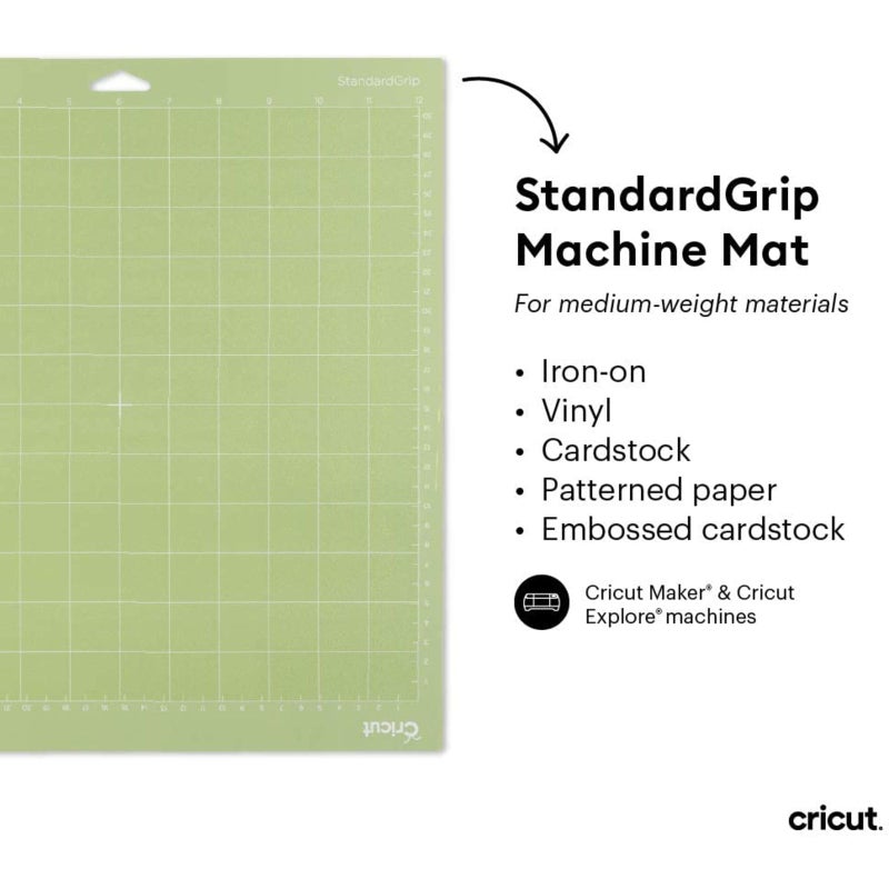 Cricut StandardGrip Cutting Mat, 12”x12” (2pc) – Compatible with Cricut Machines – Rubber Adhesive Mats Grip Material During Cutting - Easily Remove Once Complete – Perfect for Medium-Weight Materials - Image 2