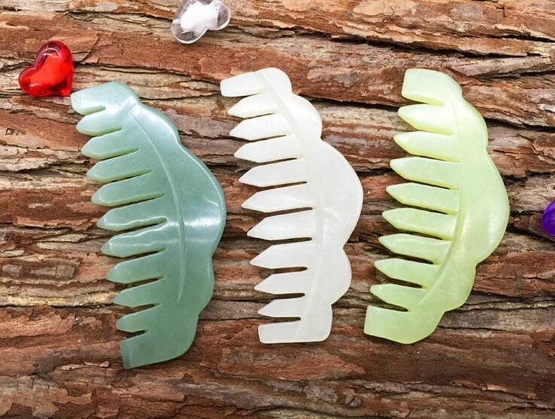 Evwoge 2pcs Jade Head Therapy Massage Comb, Hair Comb Scalp Massager, Jade Massager for Scalp Care - Image 5