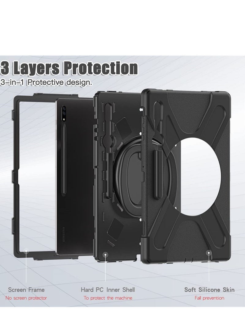 360° Rotating Case for Samsung Galaxy S8 Ultra 14.6", Rugged Cover with Stand and Carrying Strap for Kids and Adults - Image 2