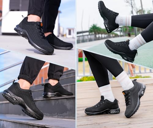 DYKHMILY Steel Toe Steel Toe Shoes for Men Steel Shoe Work Work Shoe Safety Safety Shoes Comfortable Lightweight Zapatos de Trabajo para Hombre Seguridad Size 10 Man/12,Black - Image 2